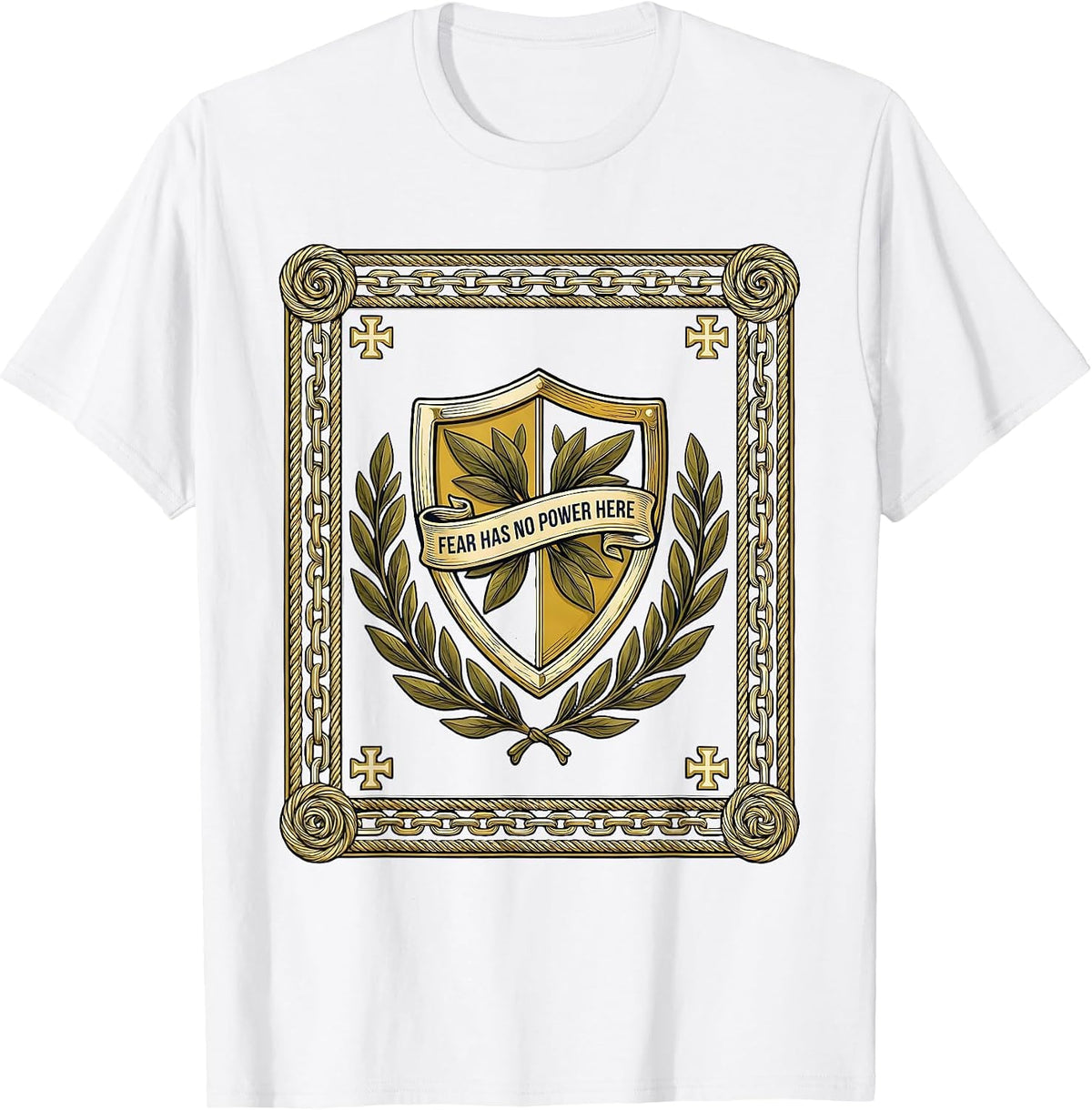 Men's Faith Over Fear Has No Power Here Design T-Shirt - White