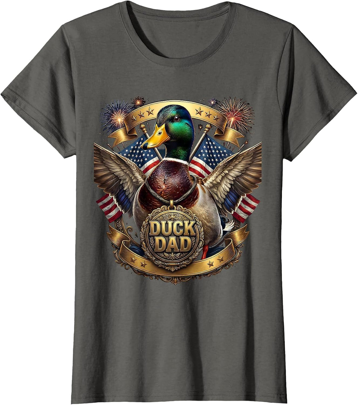 Women's Duck Dad Proud Waterfowl Father Design T-Shirt - Asphalt Grey