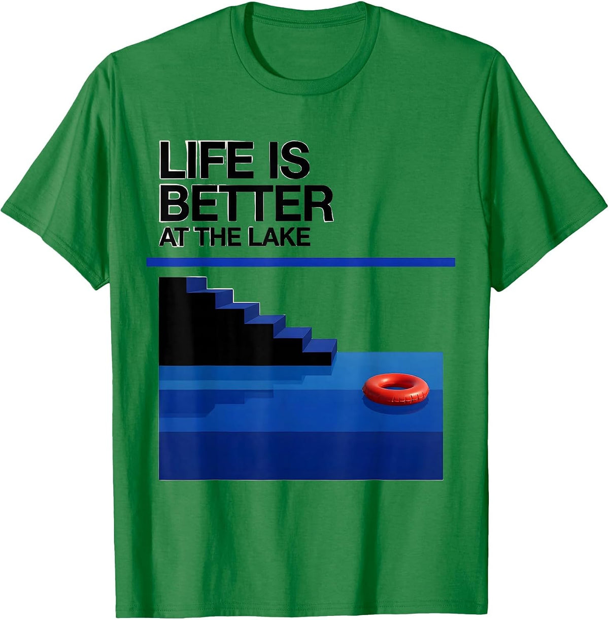 Men's Life Is Better At The Lake Funny Lake Life Boater Kayak T-Shirt - Kelly Green