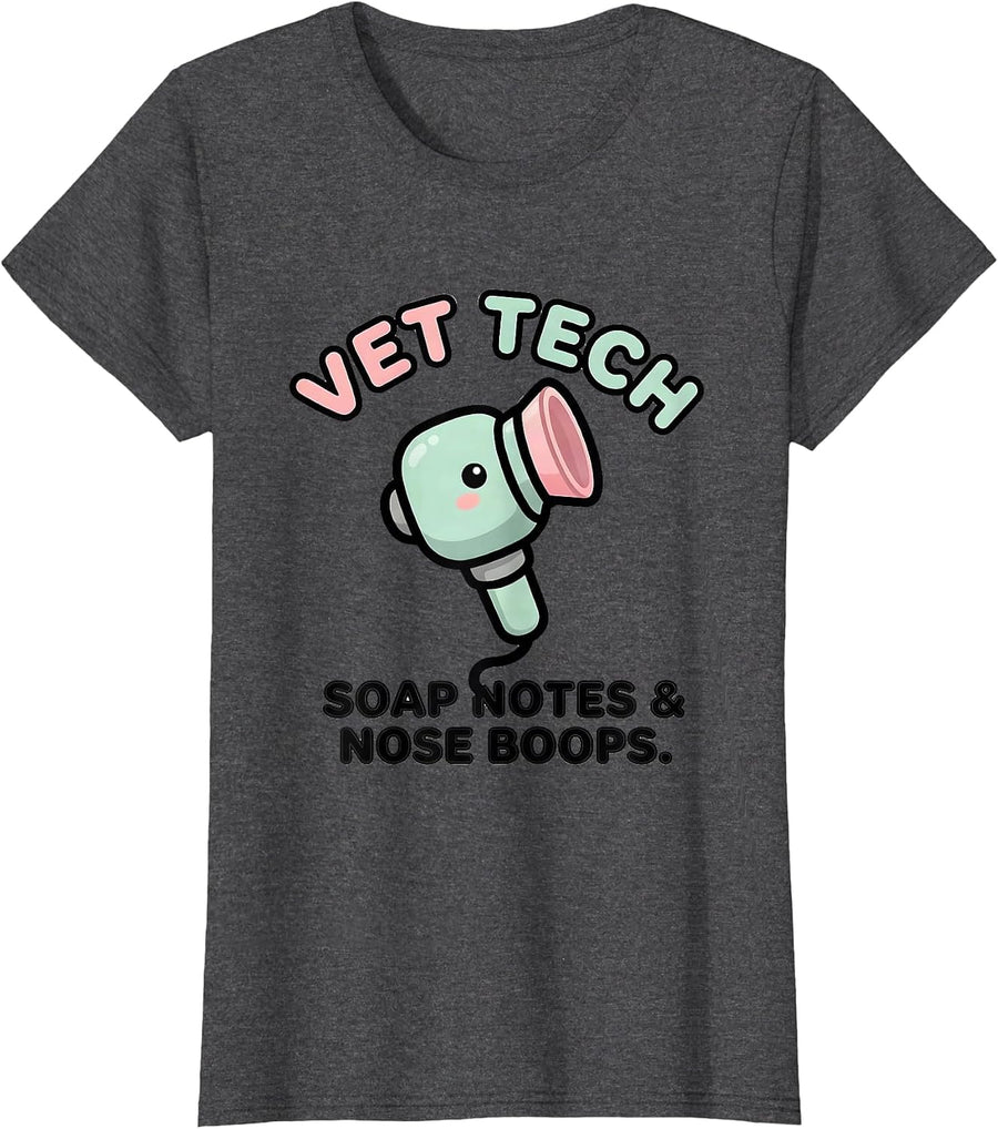 Women's Vet Tech SOAP Notes Nose Boops Cute Kawaii Veterinary T-Shirt - Dark Heather Grey