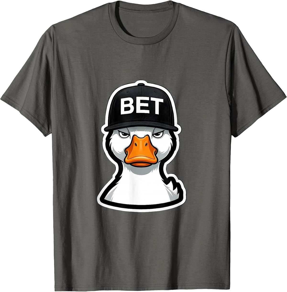 Men's Bet Funny Duck Novelty Graphic for Kids Teens Adults T-Shirt - Asphalt Grey