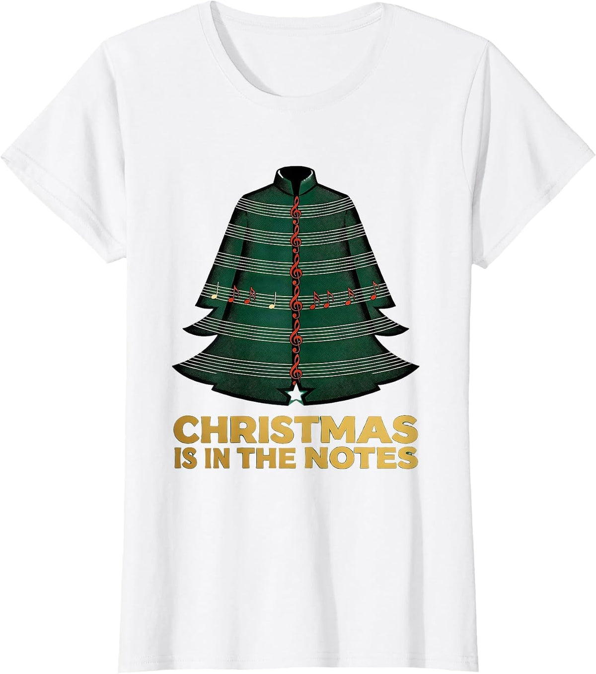Christmas Is In The Notes Music Teacher Treble Clef Holiday T-Shirt - White