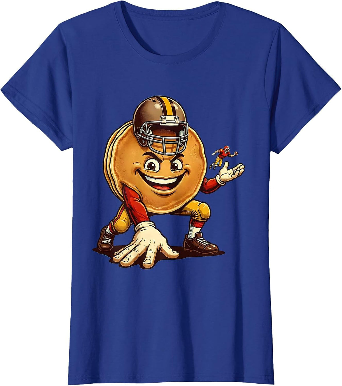 Women's Original Pancake Lineman Retro Football Fan Humor T-Shirt - Royal Blue