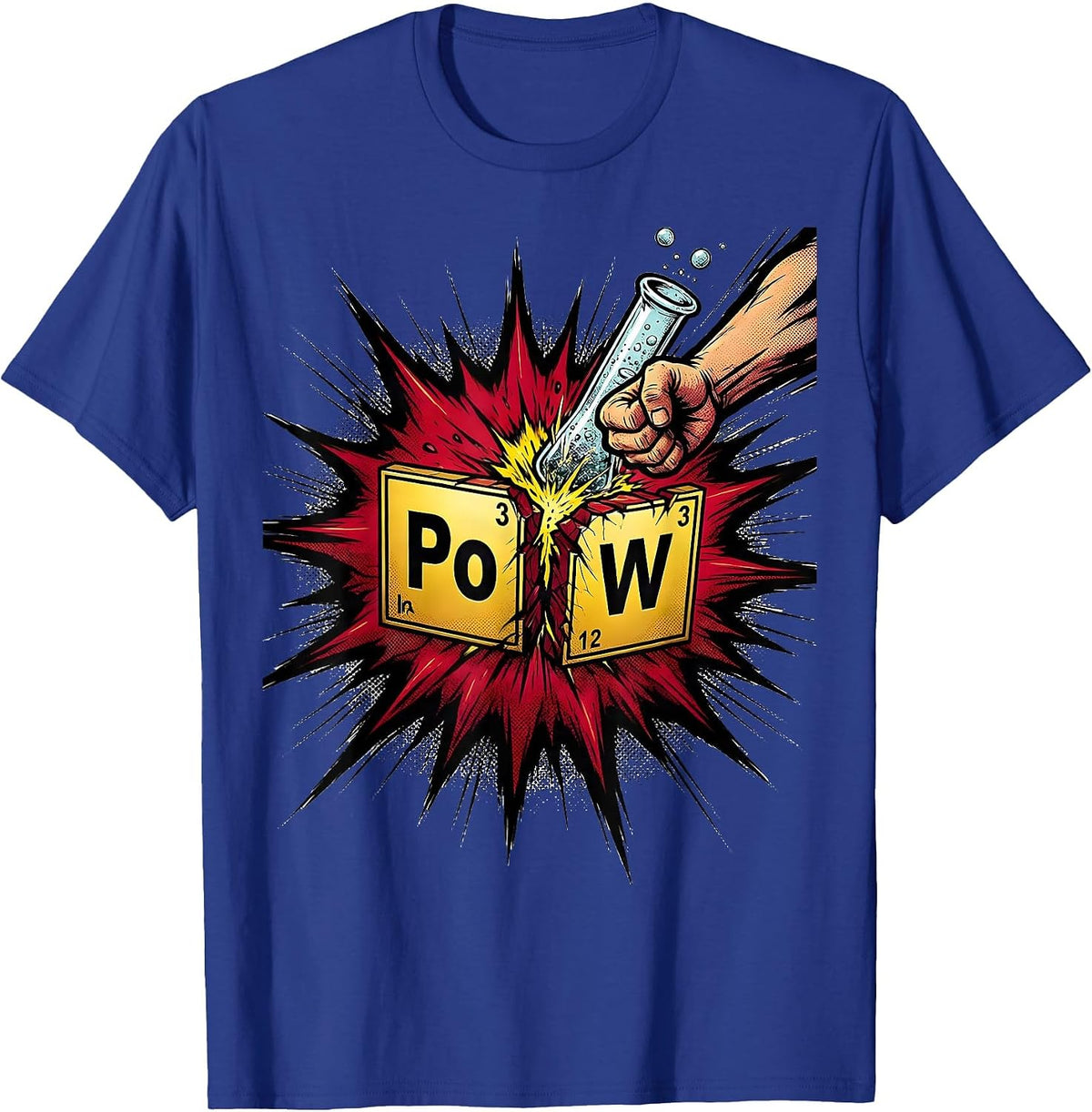 PoW Comic Book Periodic Table Chemistry Pun Science Geek T-Shirt - Royal Blue