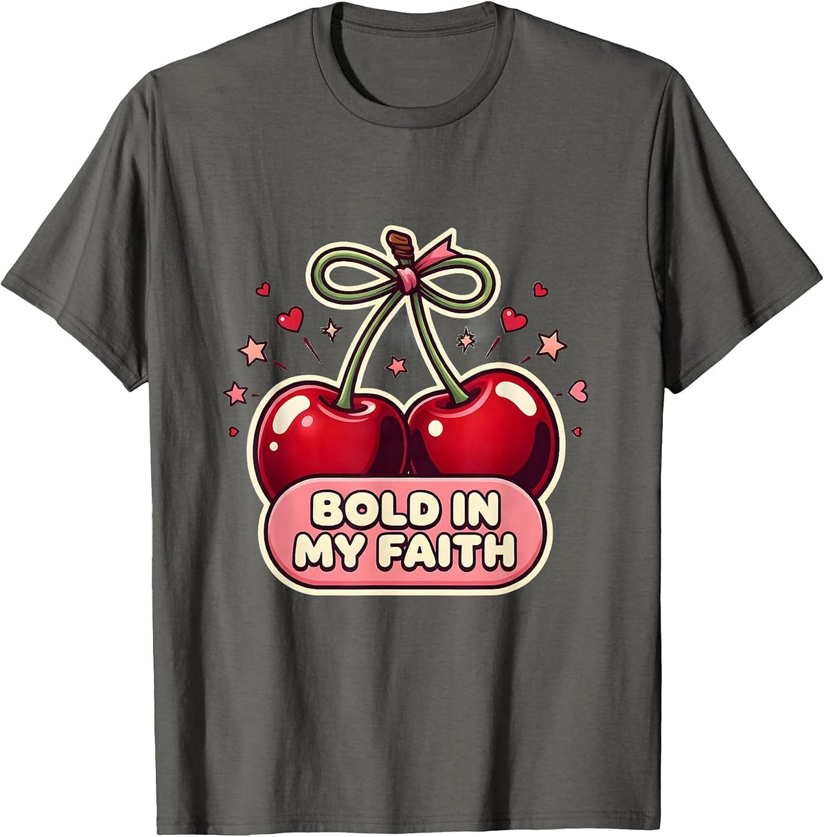 Men's Bold In My Faith Faith Over Fear Design T-Shirt - Asphalt Grey