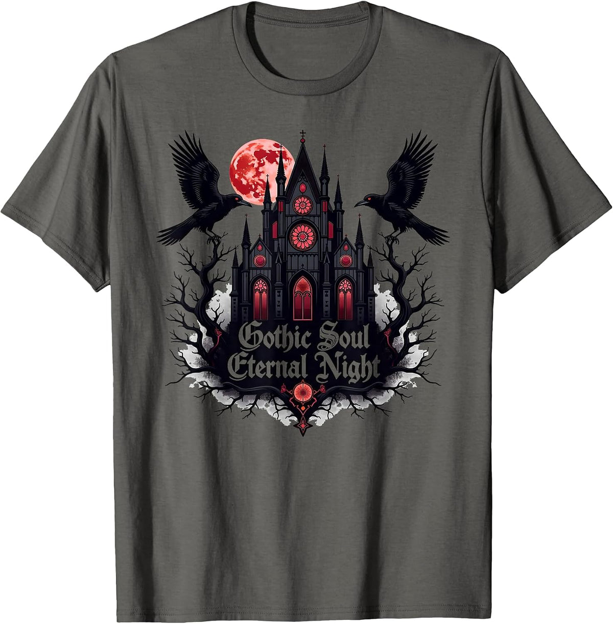 Gothic Soul Eternal Night Dark Aesthetic T-Shirt - Asphalt Grey