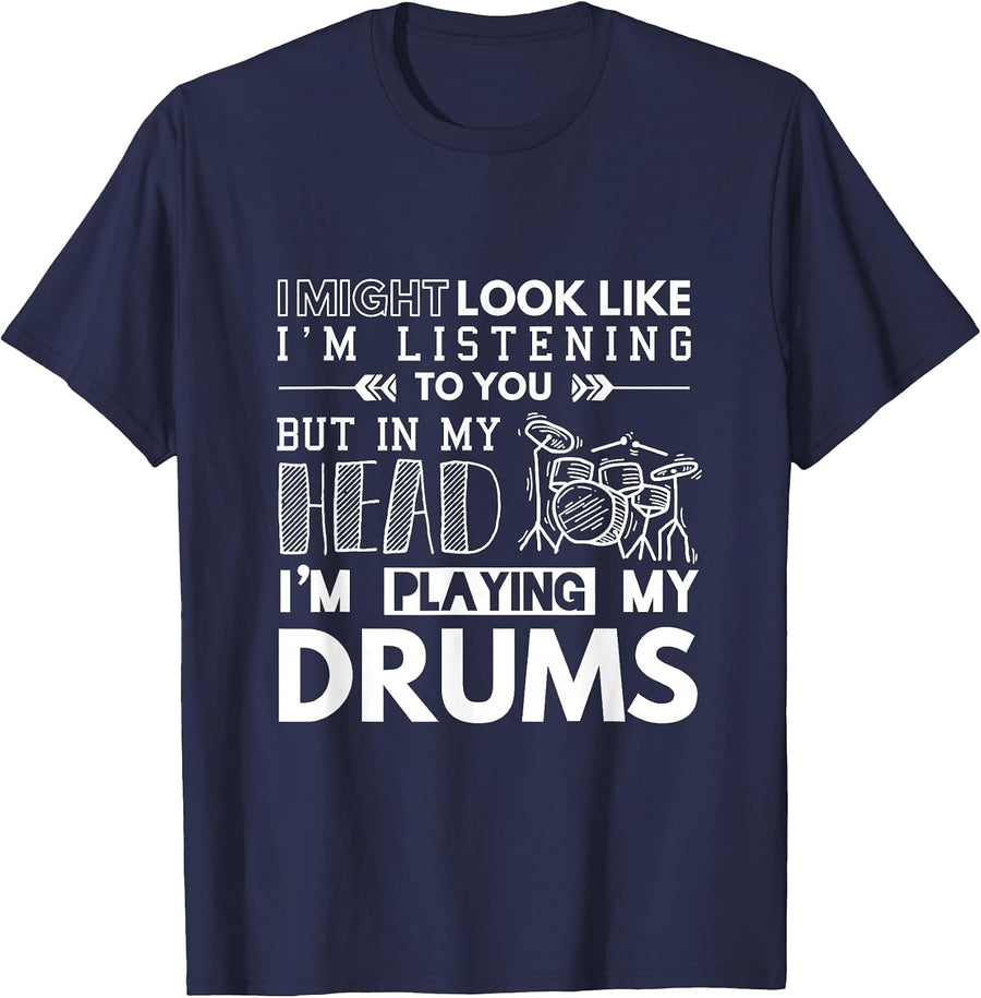 Drummer Musician Percussion Drums T-Shirt - Navy Blue