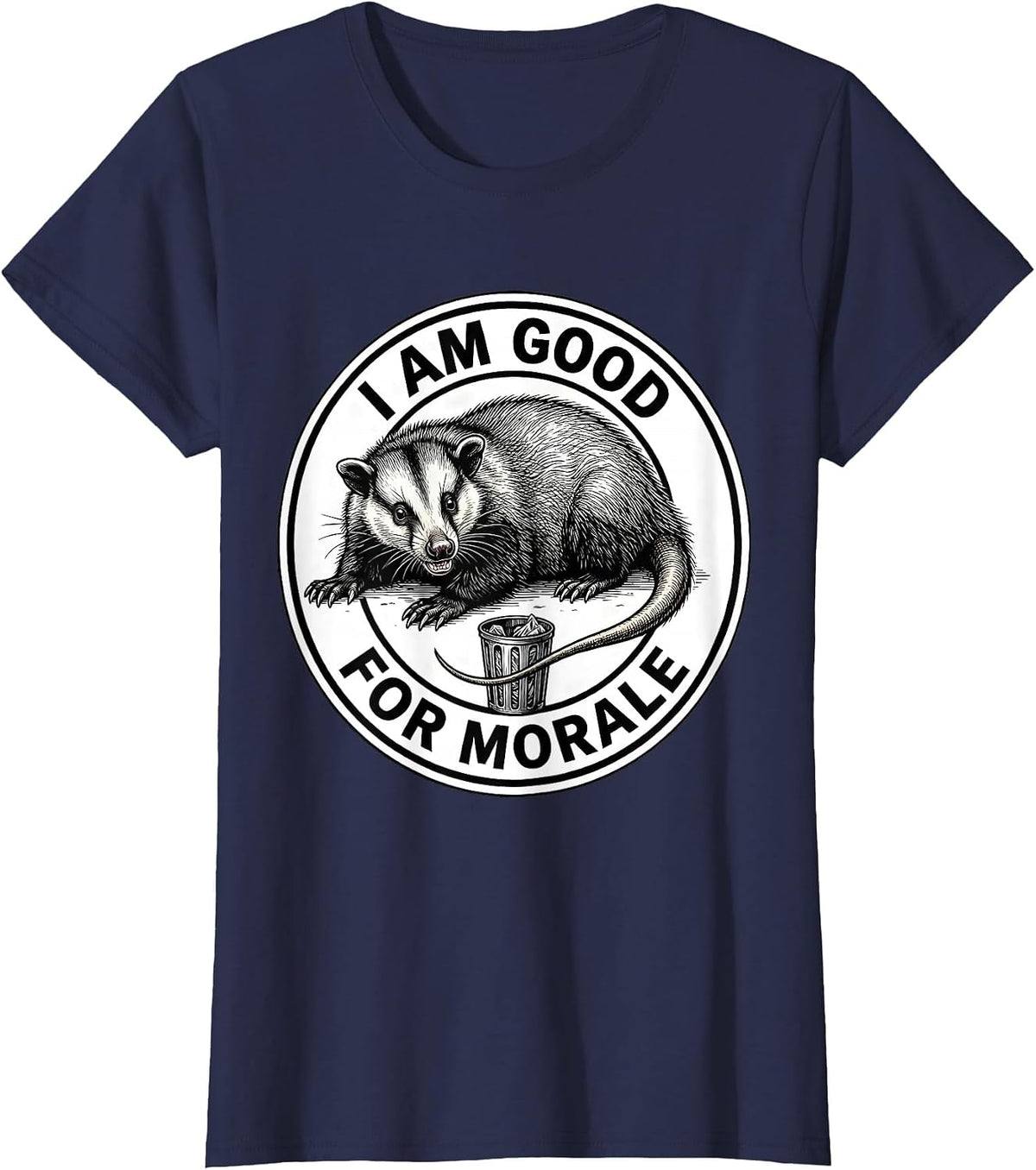 Women's I Am Good For Morale Funny Opossum Possum Lover Meme Humor T-Shirt - Navy Blue