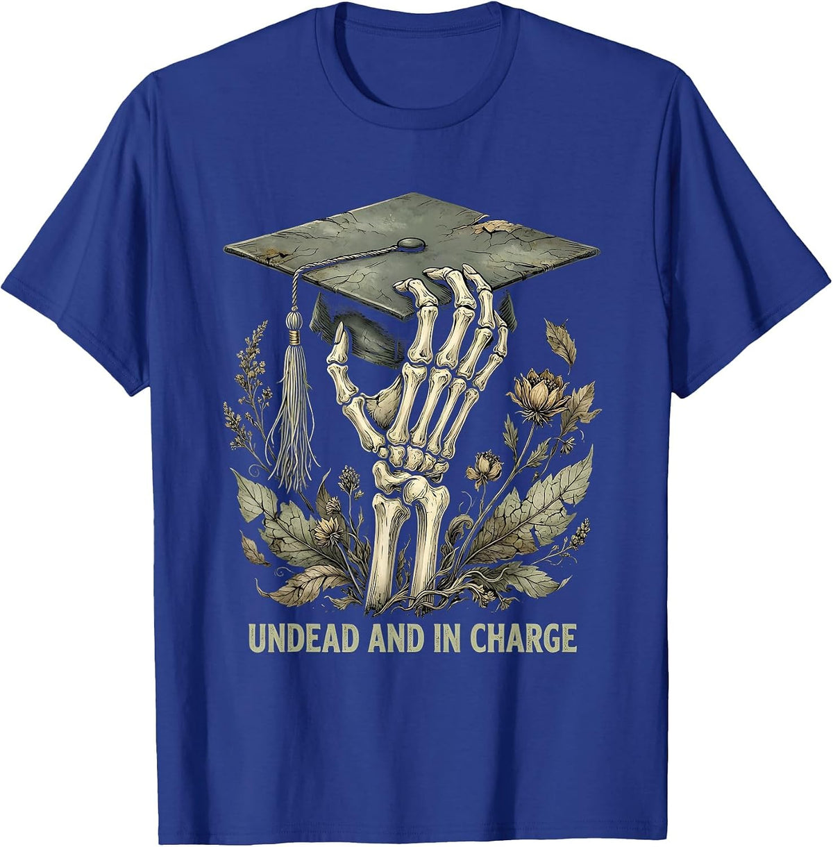 Men's Halloween Zombie Principal Undead and in Charge T-Shirt - Royal Blue