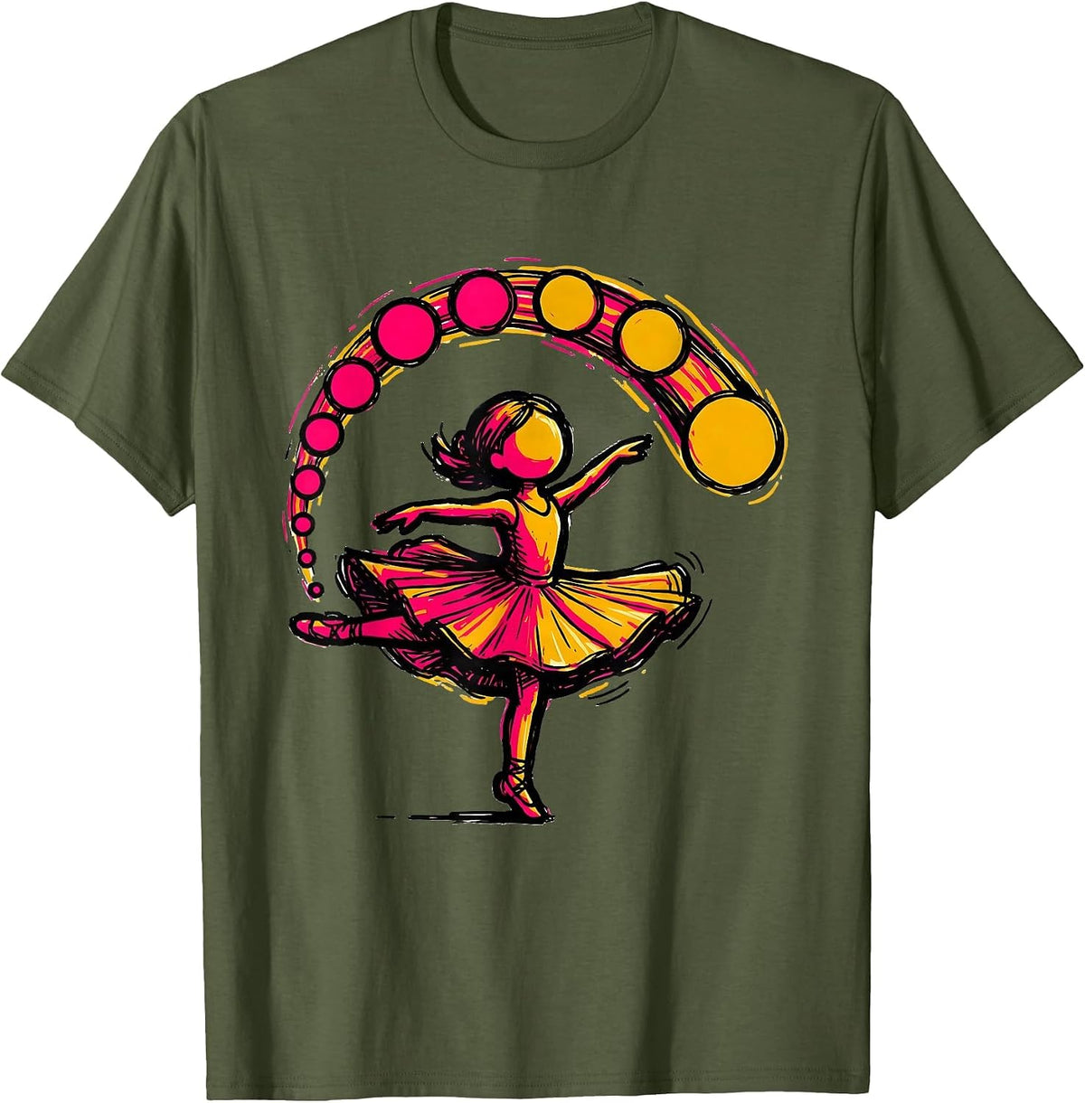 Men's Cartwheel Dot Trail Girls Gymnastics Graphic T-Shirt - Olive Green