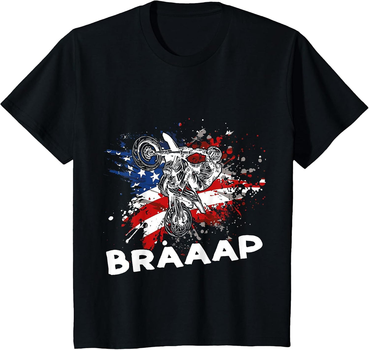 Motocross Dirt Bike Dirtbike MX Motocross US Flag Braaap T-Shirt - Black