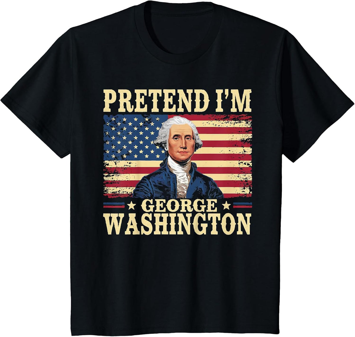 Pretend I'm George Washington Vintage Halloween Costume T-Shirt - Black