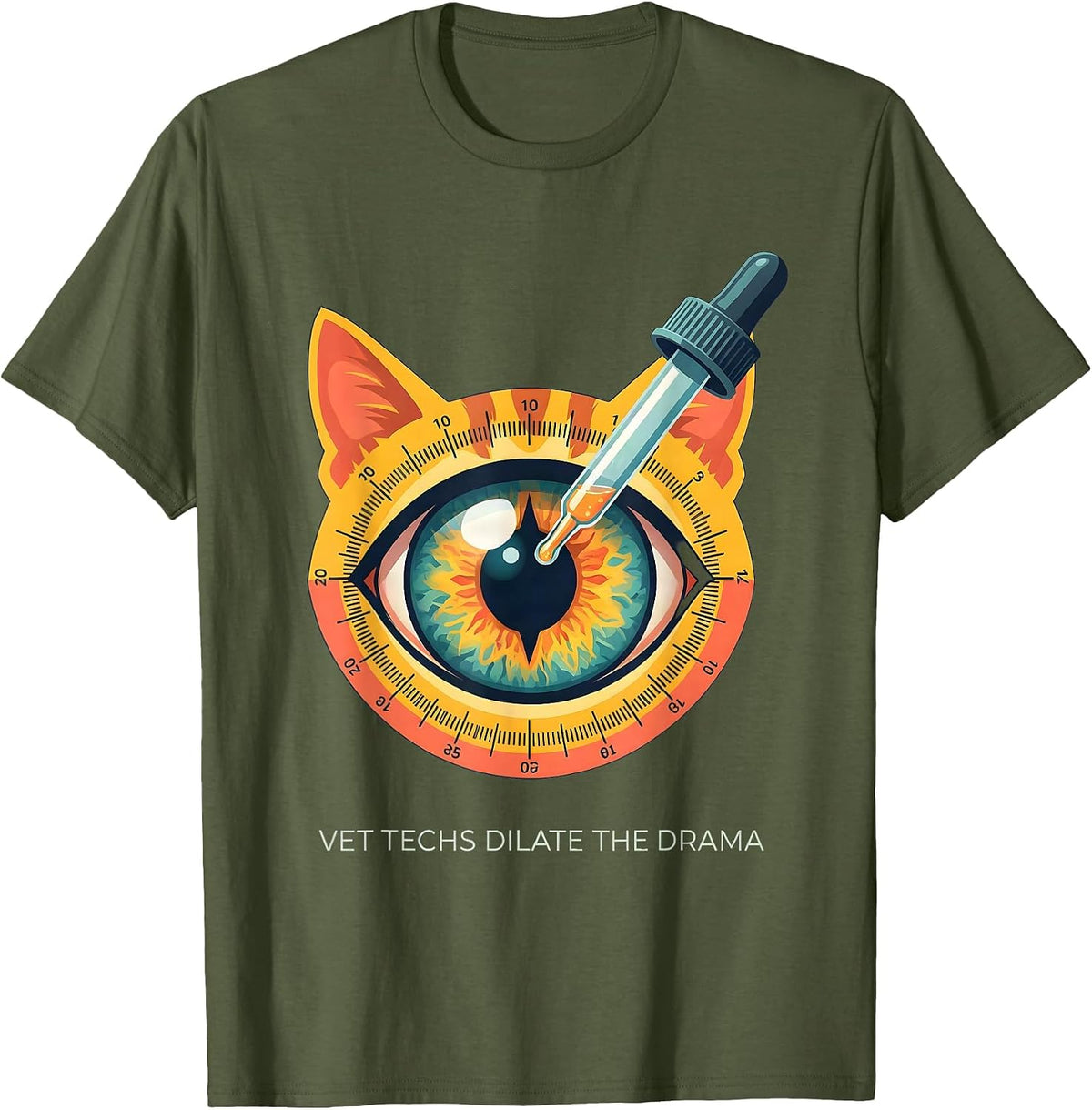 Men's Vet Techs Dilate The Drama Funny Veterinary Technician Vet T-Shirt - Olive Green