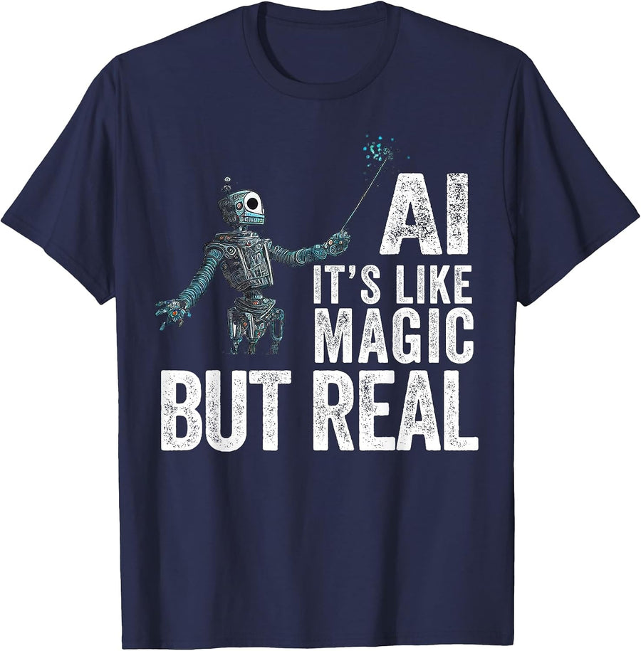 Artificial Intelligence Robot - Funny AI T-Shirt - Navy Blue