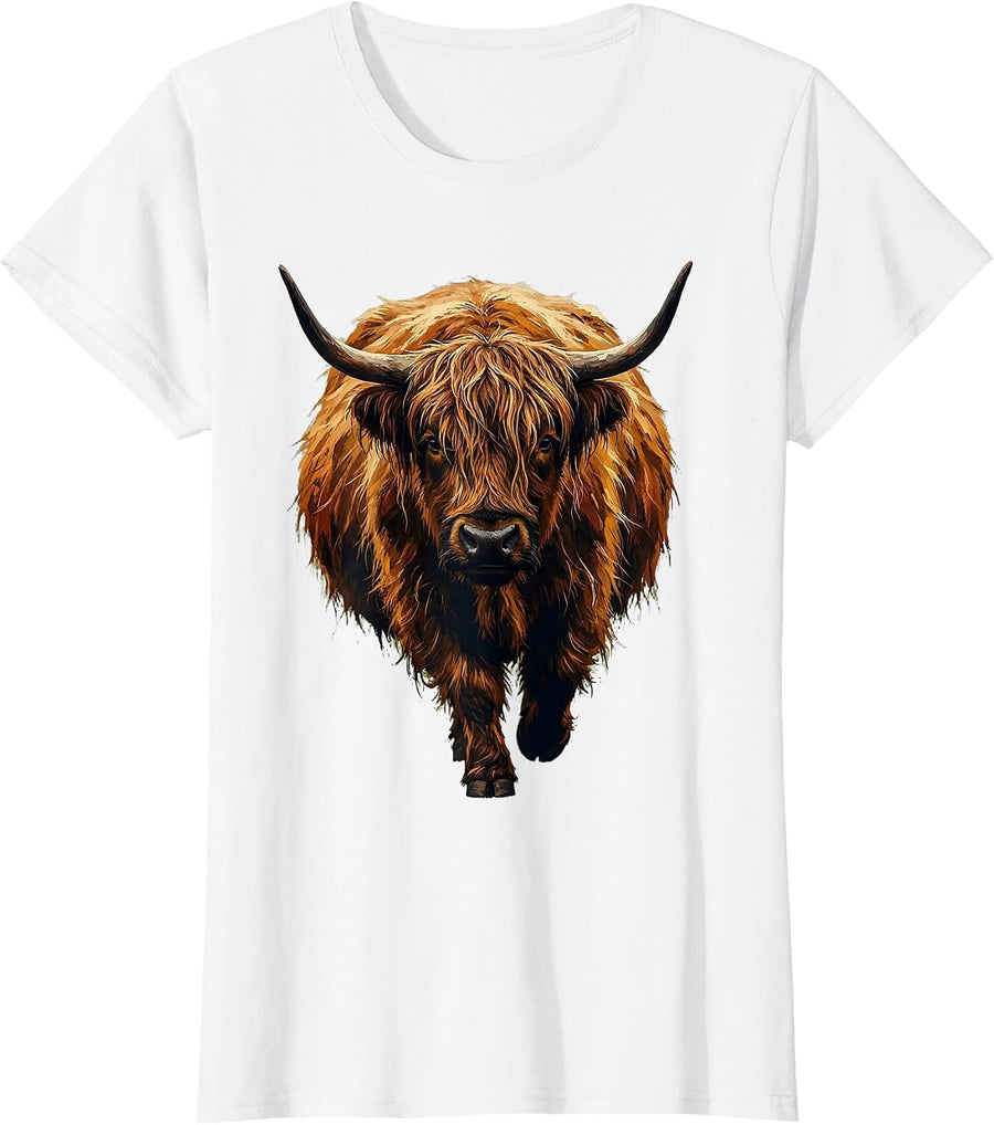 Women's Highland Cow Cute Scottish Humor Casual Wear T-Shirt - White