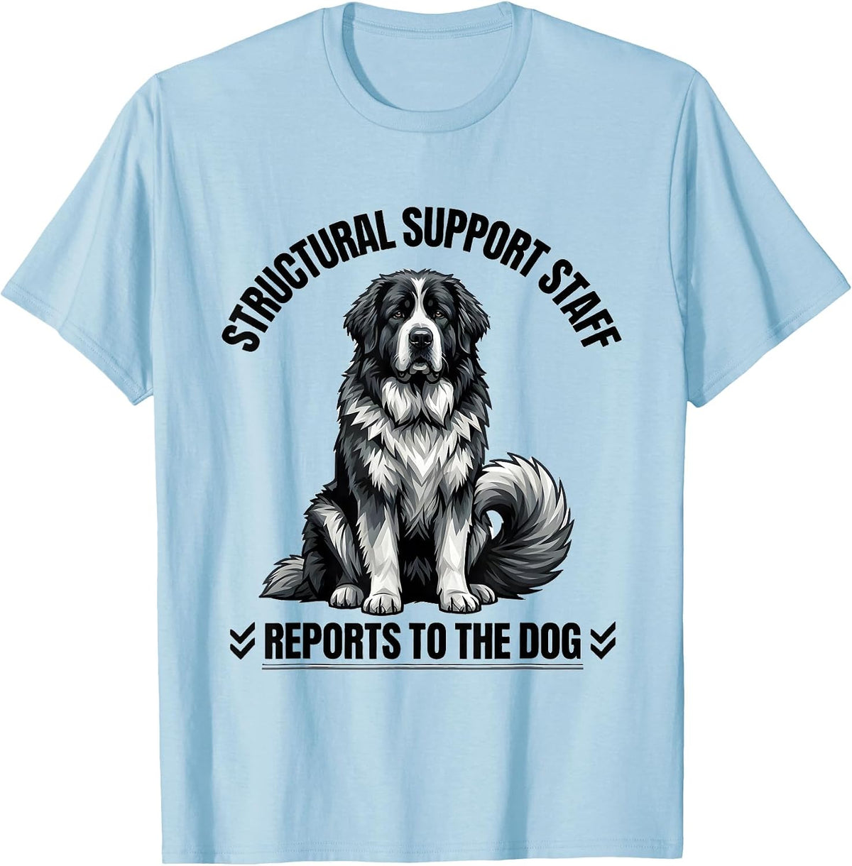 Men's Structural Support Staff, Reports To The Dog Great Pyrenees T-Shirt - Baby Blue