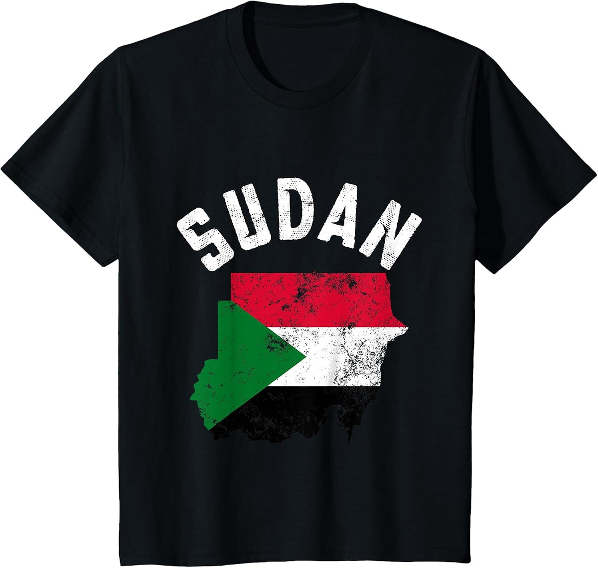 Distressed Patriotic Sudan Flag Map Men Women T-Shirt - Black