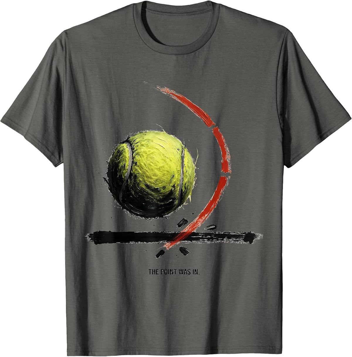 Men's The Point Was In Ink Brush Funny Tennis Player Humor T-Shirt - Asphalt Grey
