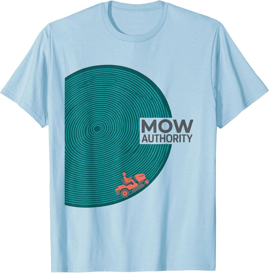 Men's Mow Authority Funny Lawn Mower Dad Gardener Gift T-Shirt - Baby Blue