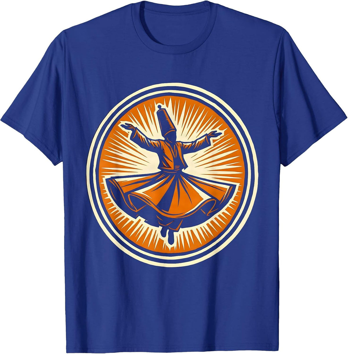 Sufi Dervish Whirling Spiritual Art Design T-Shirt - Royal Blue
