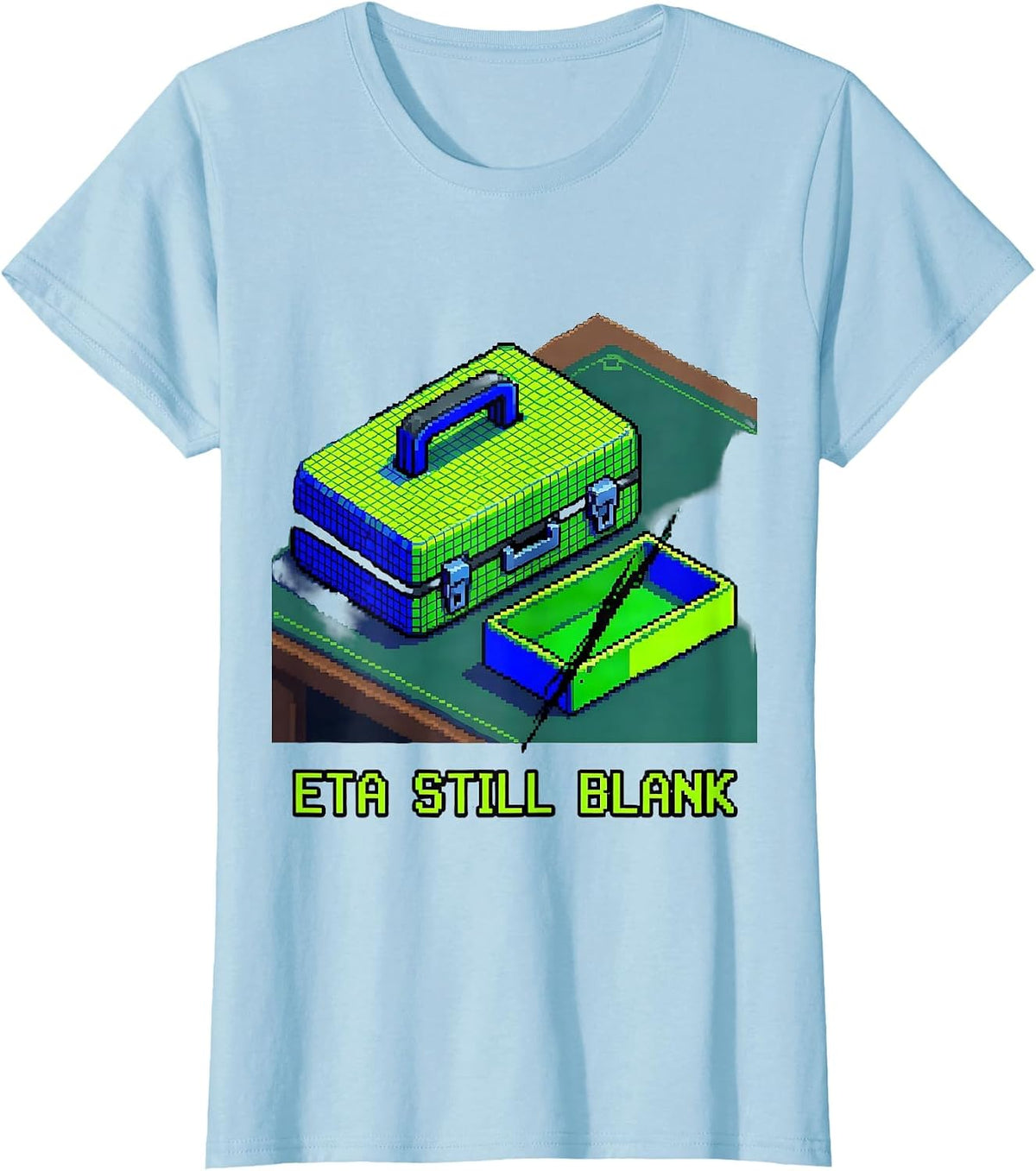 ETA Still Blank Pixel Art Auto Mechanic Waiting on Parts T-Shirt - Baby Blue