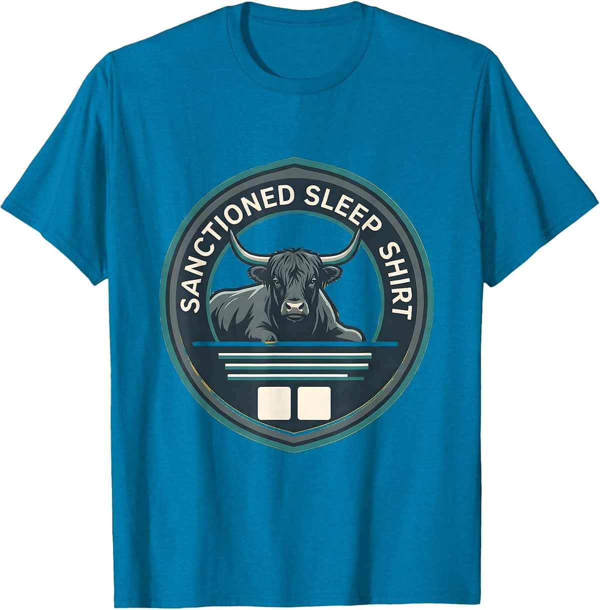 Sanctioned Sleep Shirt Funny Highland Cow Attitude Humor T-Shirt - Sapphire Blue