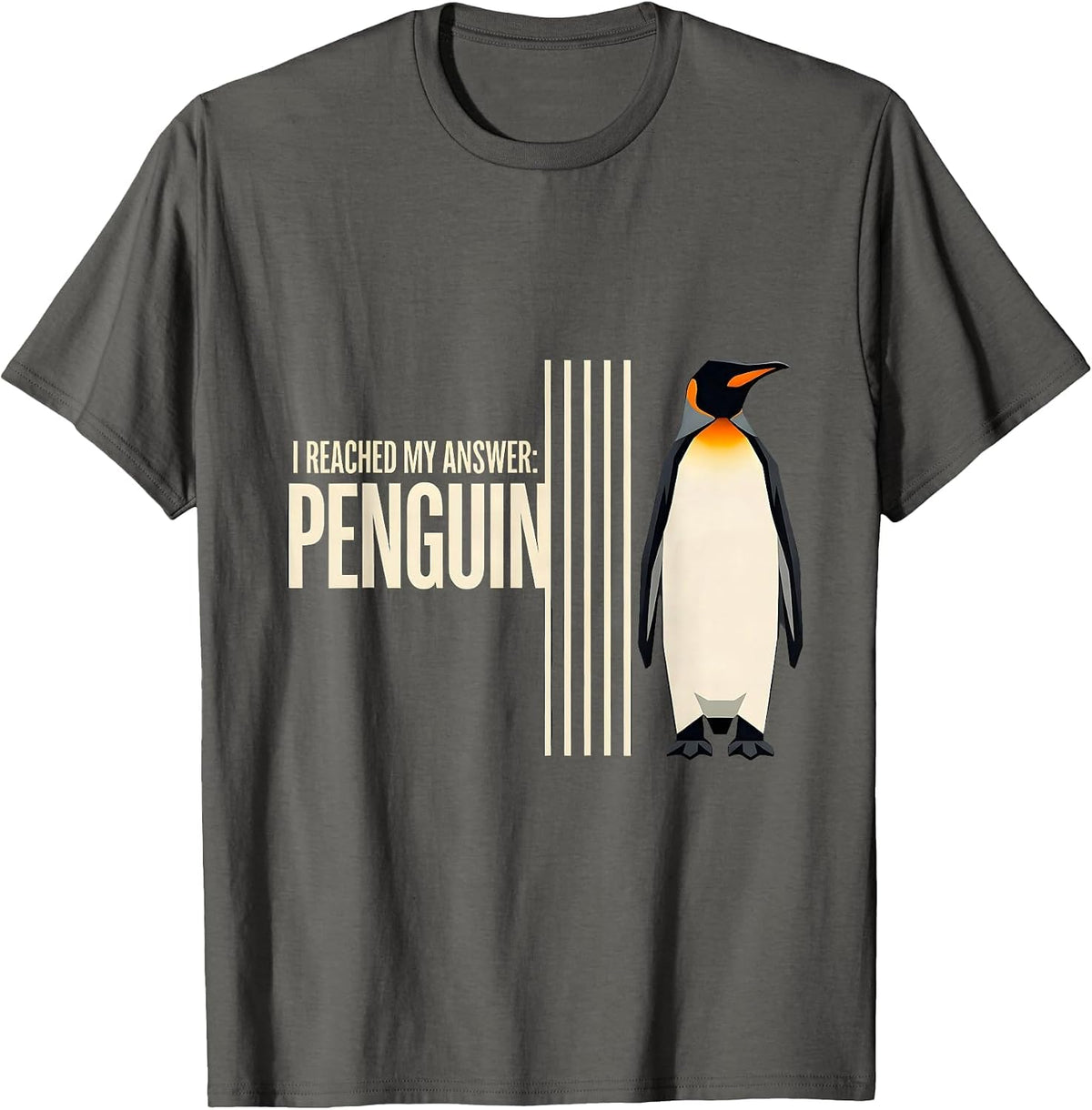Men's I Reached My Answer: Penguin Funny Penguin Lover Animal T-Shirt - Asphalt Grey