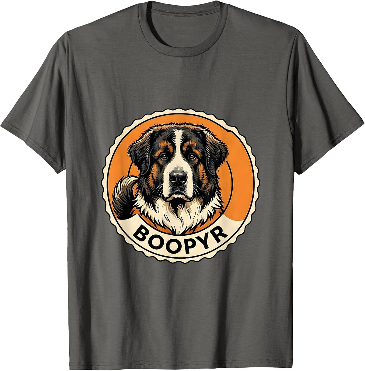 BooPyr Ligne Claire Great Pyrenees Halloween Dog Lover Gift T-Shirt - Asphalt Grey