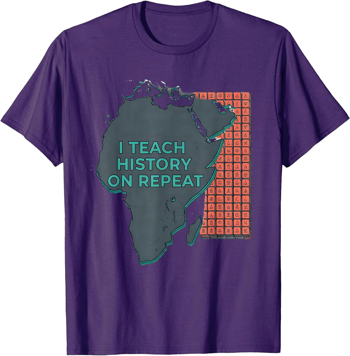I Teach History On Repeat Funny History Teacher Gift T-Shirt, Men, Purple, X-Large - As Pictured
