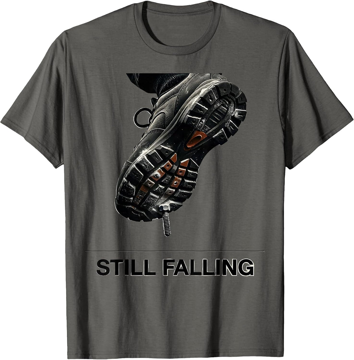 Still Falling Funny Rock Climbing Bouldering Humor T-Shirt - Asphalt Grey