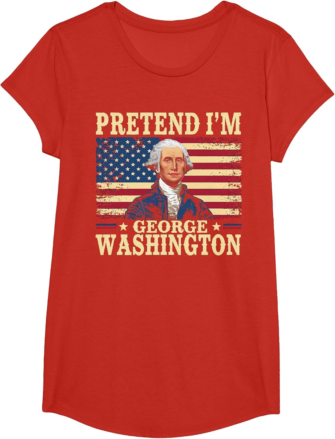 Pretend I'm George Washington Vintage Halloween Costume T-Shirt - Girls Red