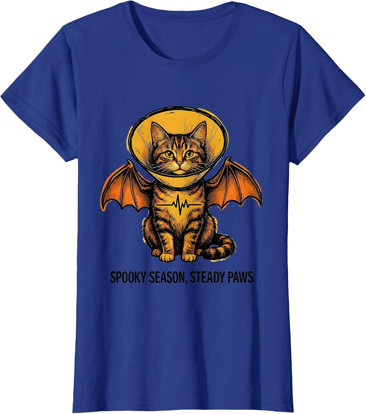 Women's Spooky Season Steady Paws Funny Vet Tech Veterinary T-Shirt - Royal Blue