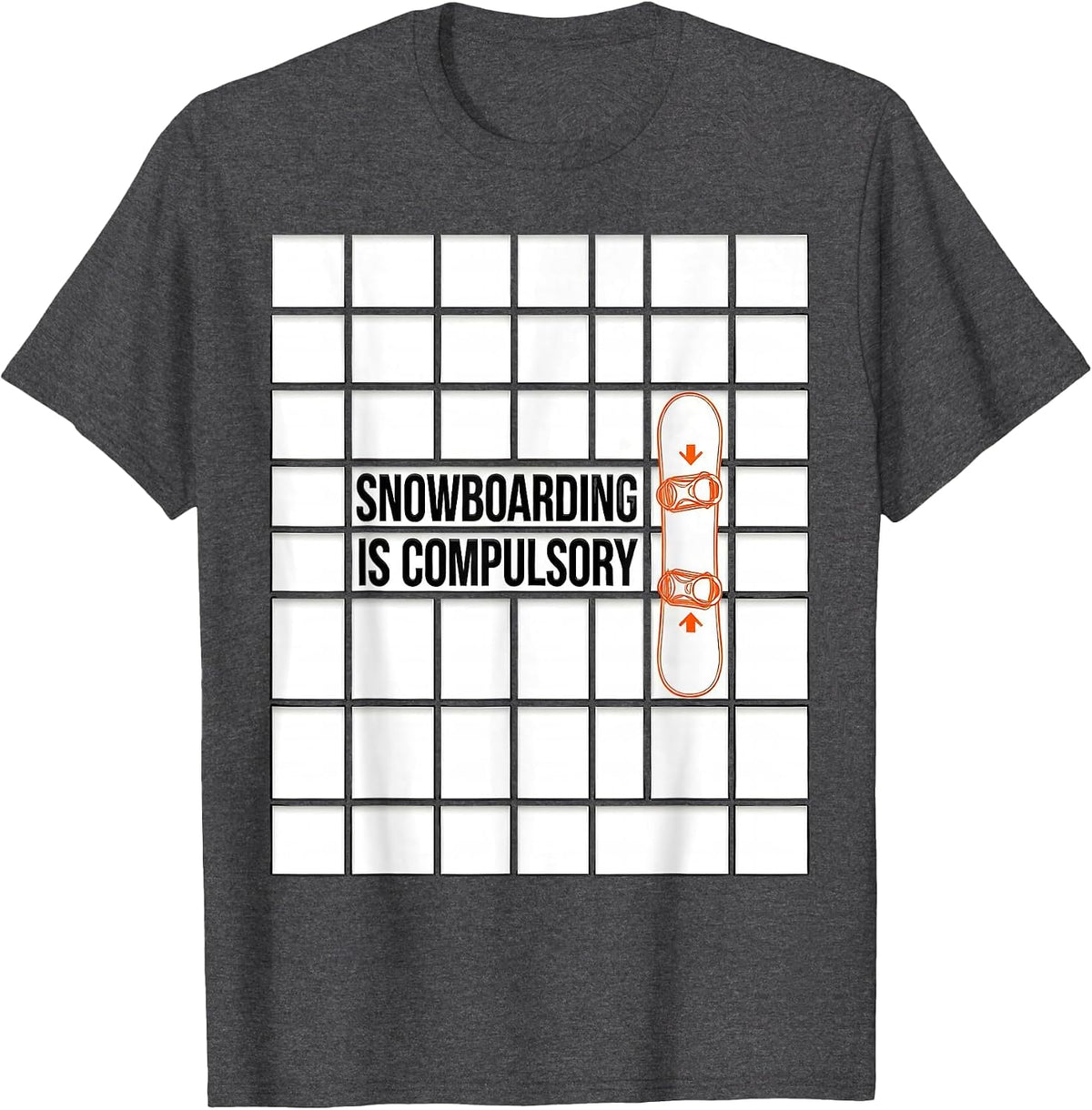 Snowboarding Is Compulsory Geometric Snowboarder Pride T-Shirt - Dark Heather Grey