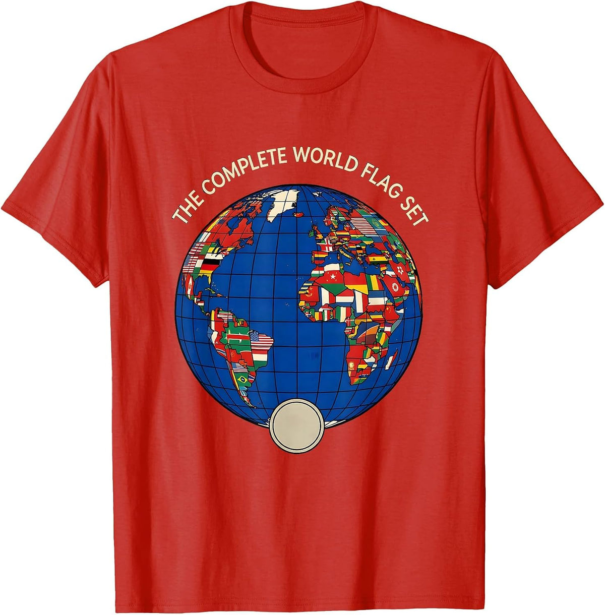 Men's The Complete World Flag Set Geography Lover Travel T-Shirt - Red
