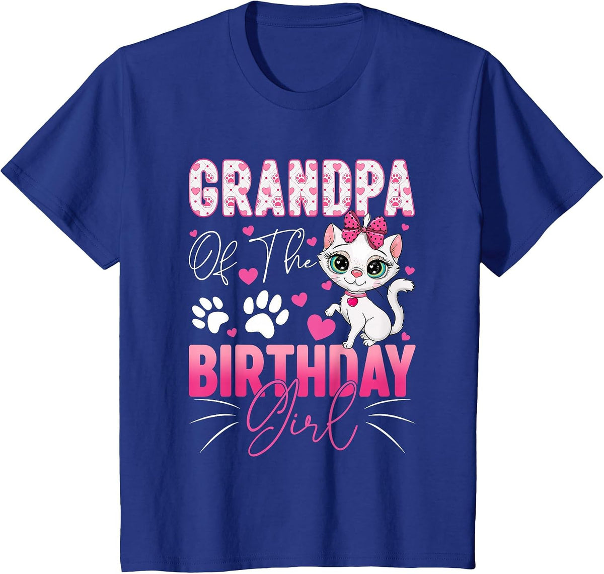 Grandpa of The Birthday Girl Cat Kitty Family Matching T-Shirt - Royal Blue