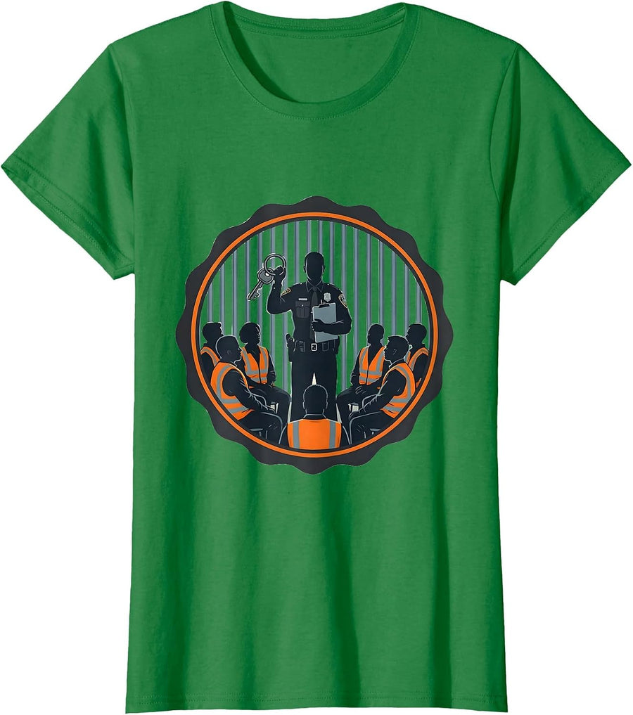 Women's Corrections Officer Badge Occupational Humor Gift T-Shirt - Kelly Green