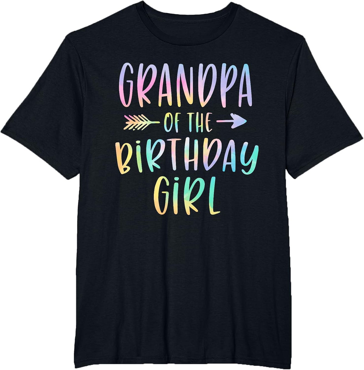 Grandpa of the Birthday Girl Tie Dye Colorful Bday T-Shirt - Black