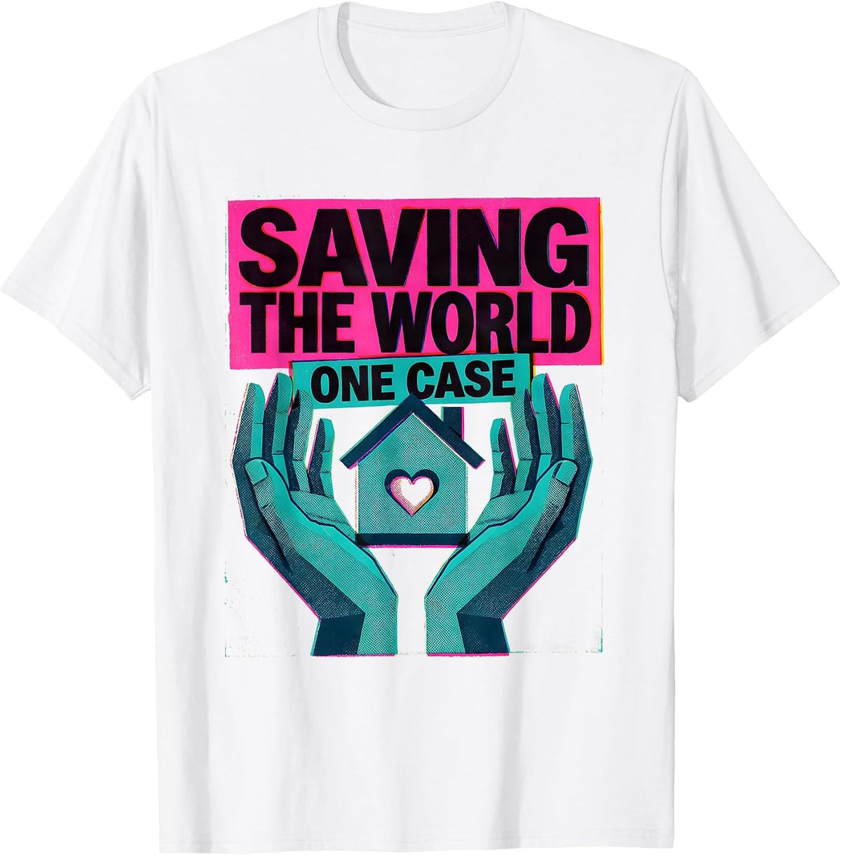Men's Saving the World One Case Social Worker Design T-Shirt - White