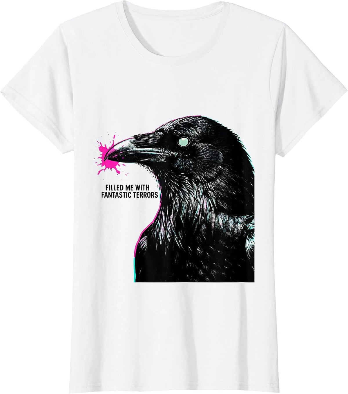 Filled Me With Fantastic Terrors Risograph Gothic Poe Fan T-Shirt - White