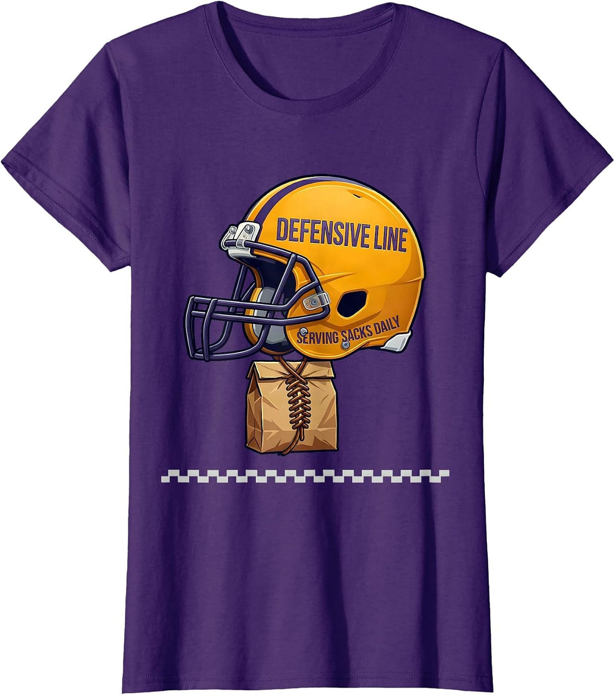 Women's Defensive Line Serving Sacks Daily Funny Football Lineman T-Shirt - Purple