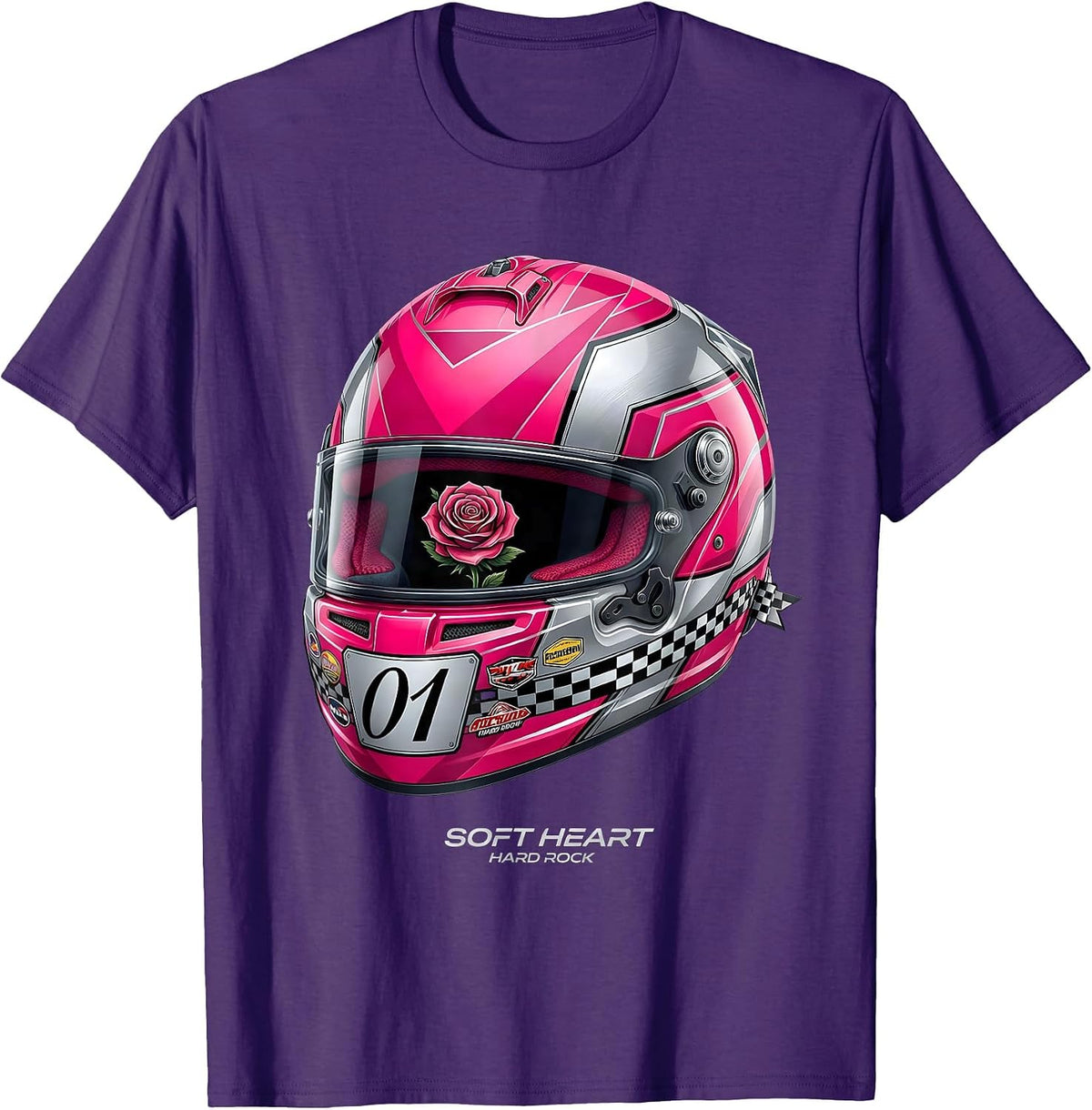 Men's Soft Heart Hard Rock Music Lover Design T-Shirt - Purple