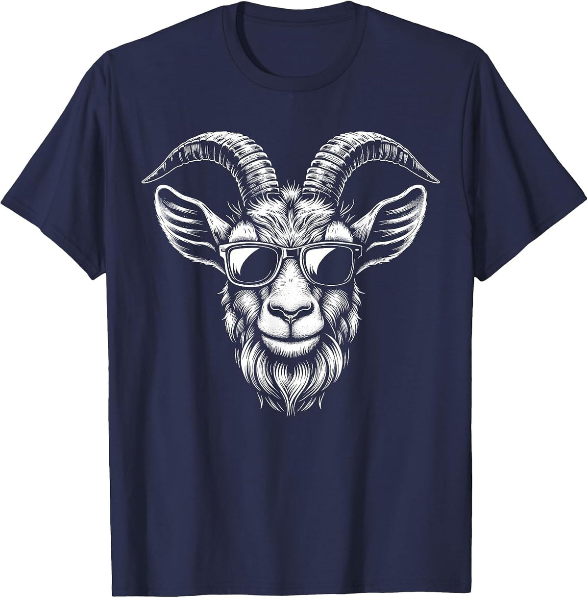 Cool Goat Sunglasses Tees Funny Animal Goat T Shirts for Men Women Kids - Navy Blue