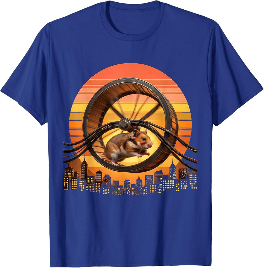 Hamster Wheel Powers the City Funny Graphic T-Shirt - Royal Blue