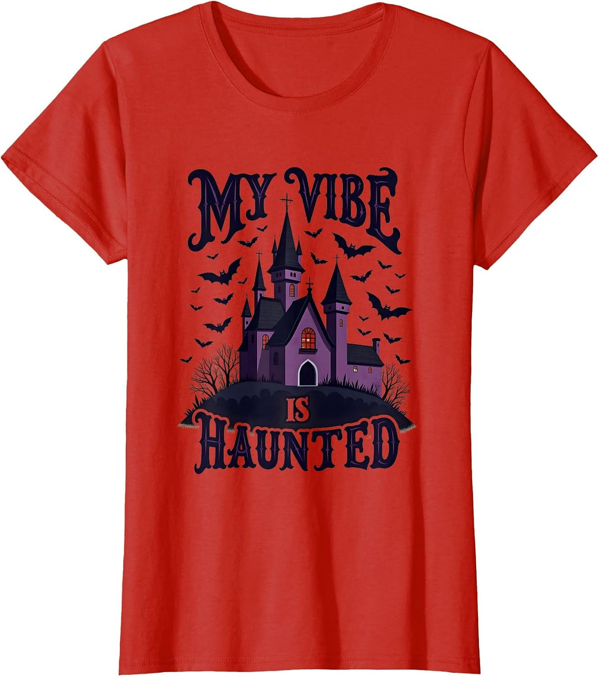My Vibe Is Haunted Goth Dark Aesthetic Design T-Shirt - Red