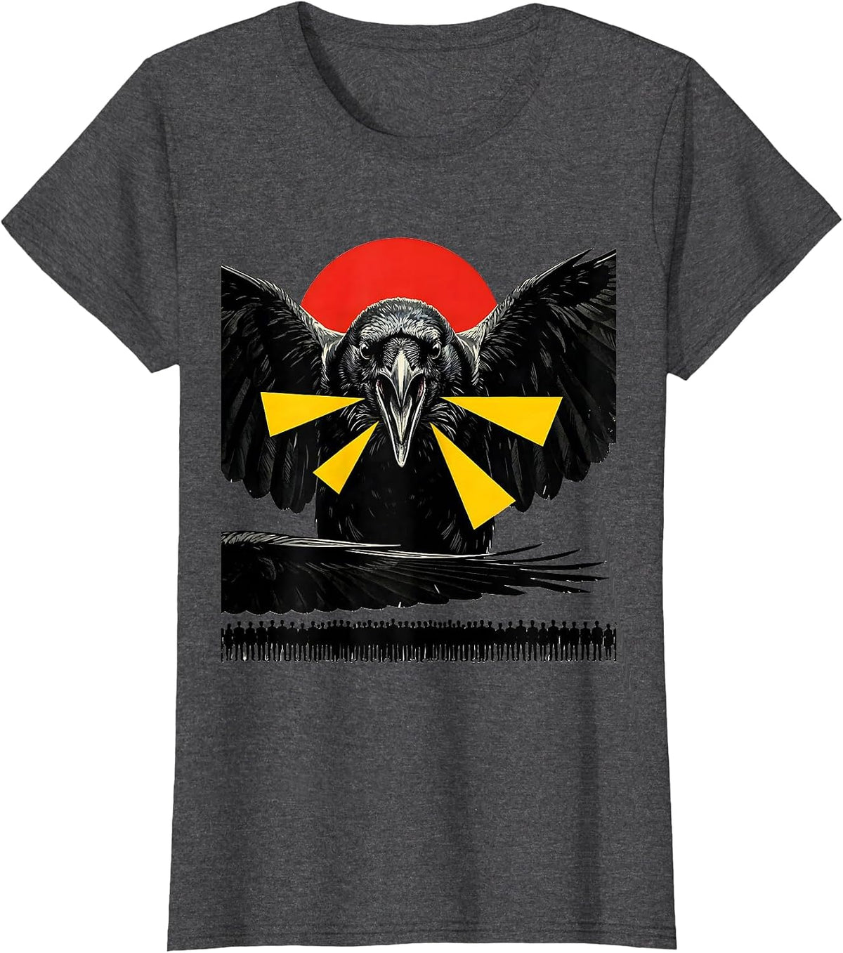 Women's Black Crow Pop Art Gothic Humor Dark Humor Gift T-Shirt - Dark Heather Grey
