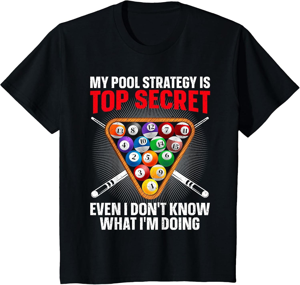Funny Pool Player Design for Men Women 8 Ball Billiard Lover T-Shirt - Black
