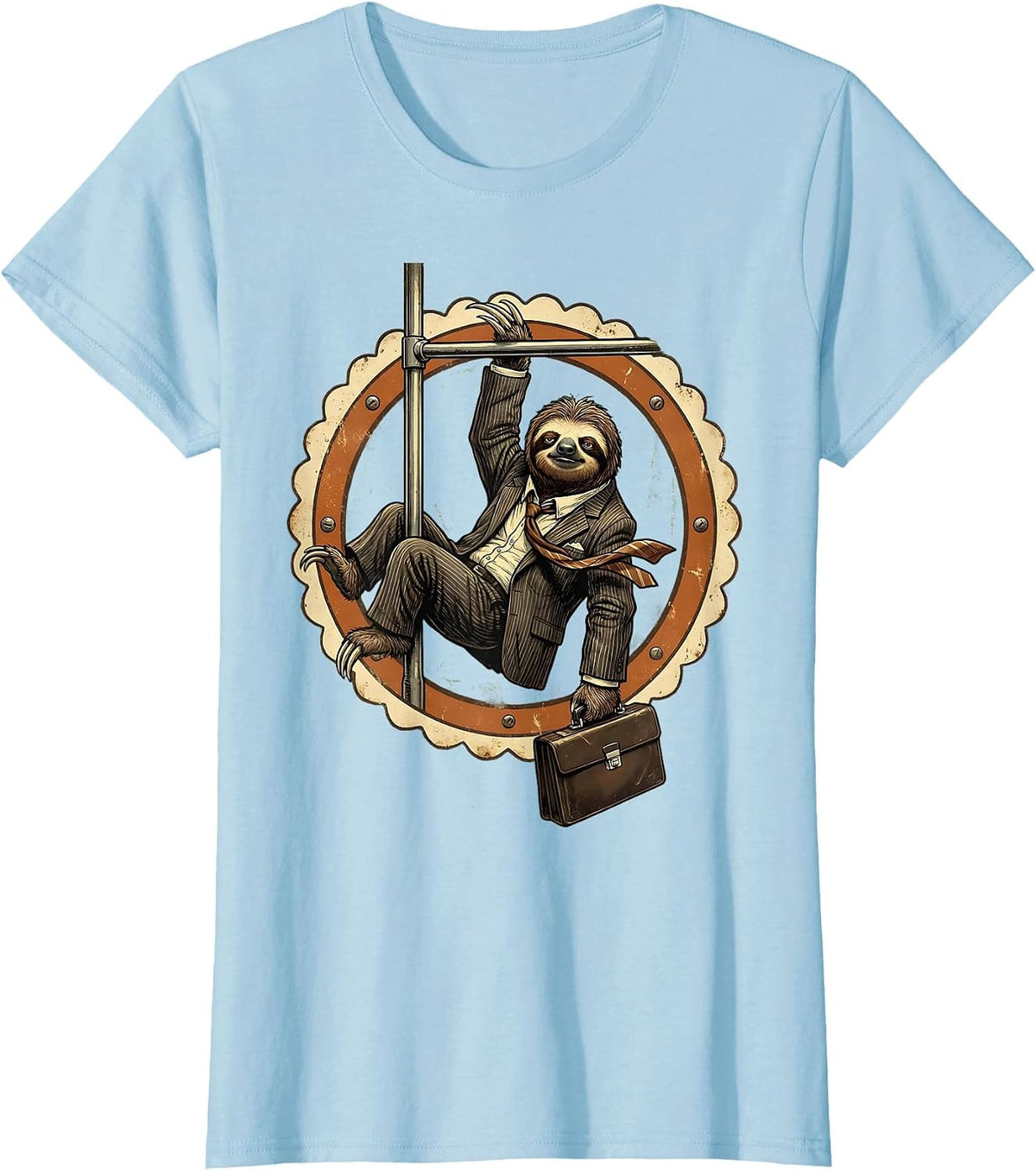 Women's Funny Sloth Business Suit Office Humor Graphic T-Shirt - Baby Blue