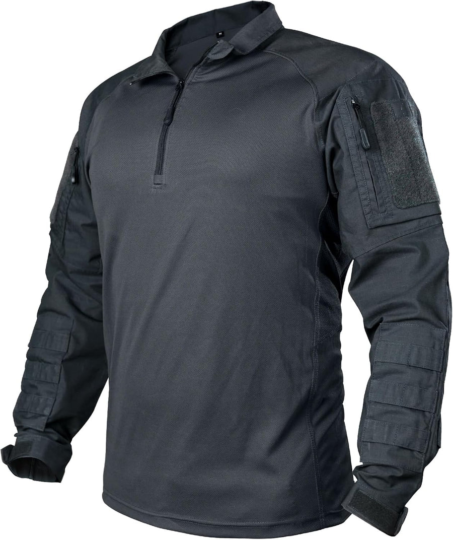 IDOGEAR Men’s Combat Shirts Tactical Long Sleeve Shirt with Elbow Pads Military BDU Shirts with Pockets Airsoft Clothing -