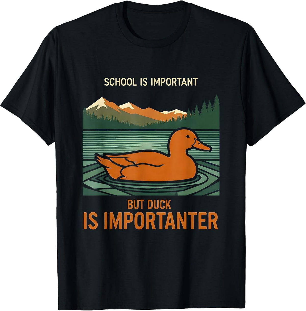 Men's School Is Important But Duck Is Importanter Kids Humor T-Shirt - Black