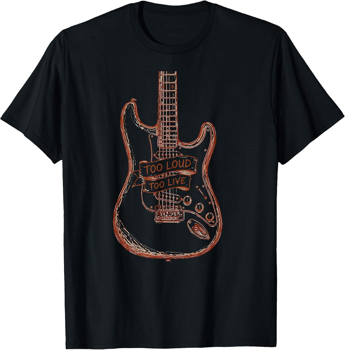 Men's Too Loud Too Live Rock Band Graphic Design T-Shirt - Black